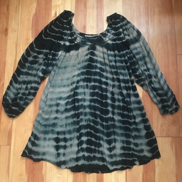 Jen's Pirate Booty Tie Dye Loose Fit Boho Dress Crochet Gauzy - Picture 1 of 12